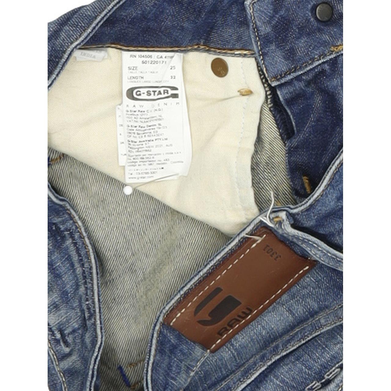 G-Star 3301 Women Blue Straight Slim Stretch Jeans W25 L32
