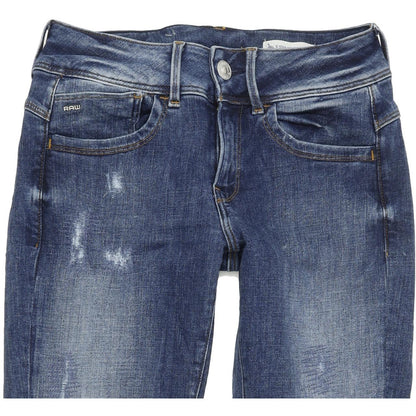 G-Star Lynn D-Mid Women Blue Skinny Slim Stretch Jeans W28 L30