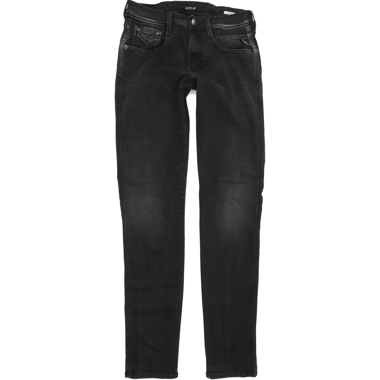 Replay Anbass Men Black Skinny Slim Stretch Jeans W29 L32