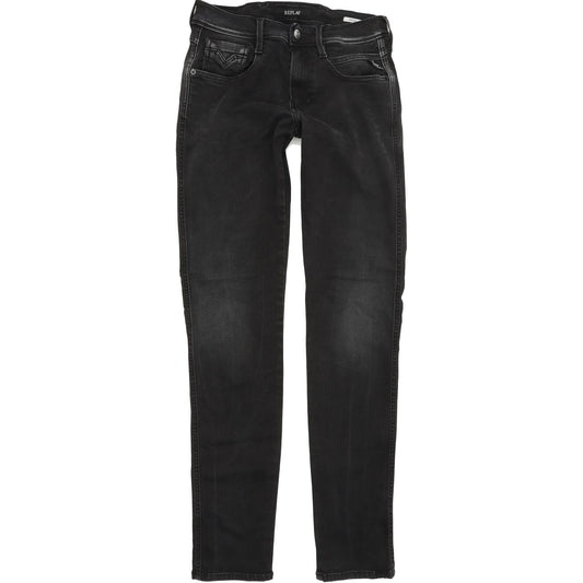 Replay Anbass Men Black Skinny Slim Stretch Jeans W29 L32