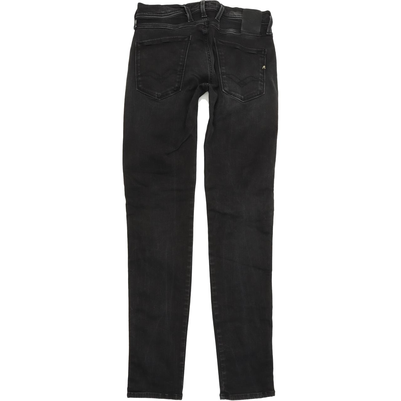 Replay Anbass Men Black Skinny Slim Stretch Jeans W29 L32