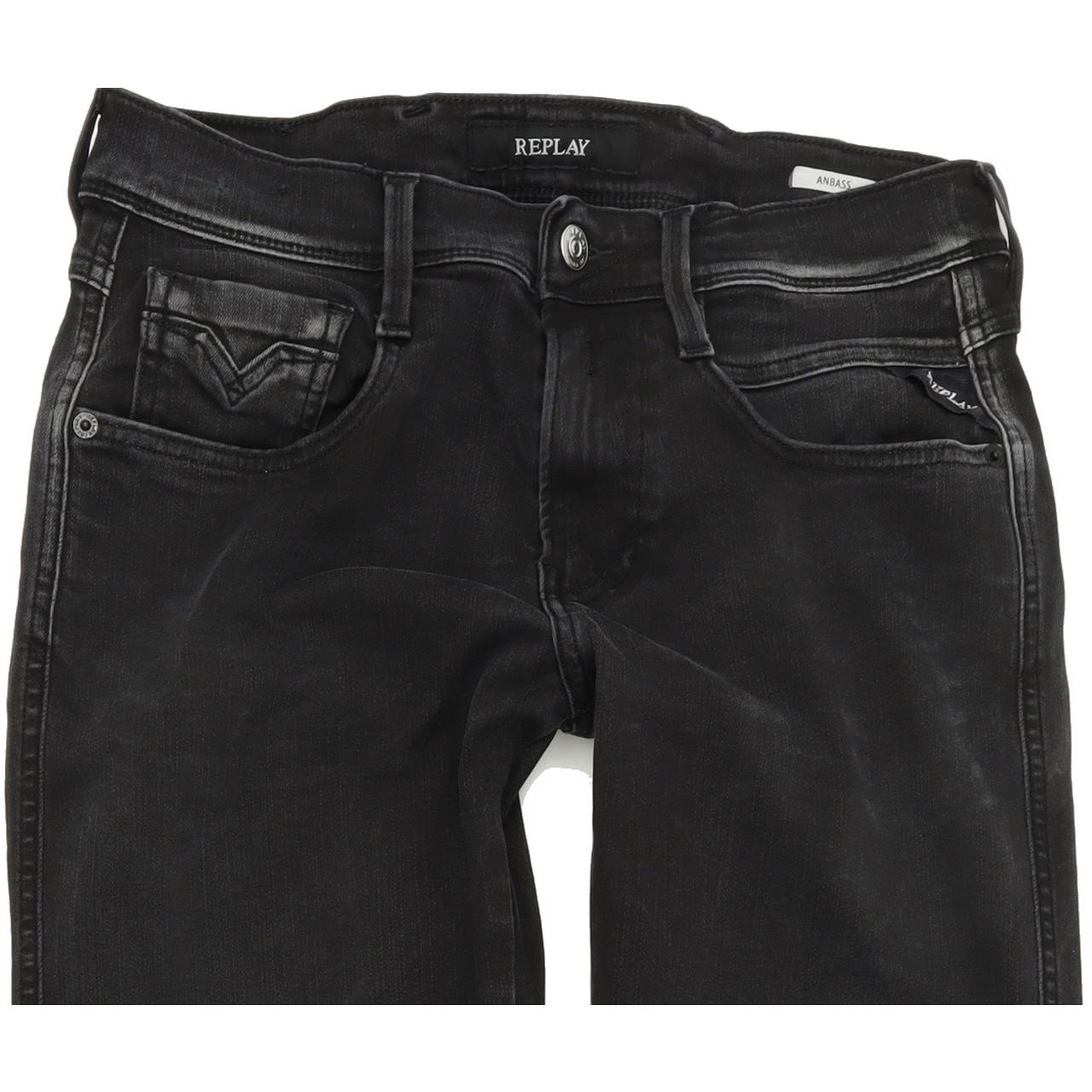 Replay Anbass Men Black Skinny Slim Stretch Jeans W29 L32