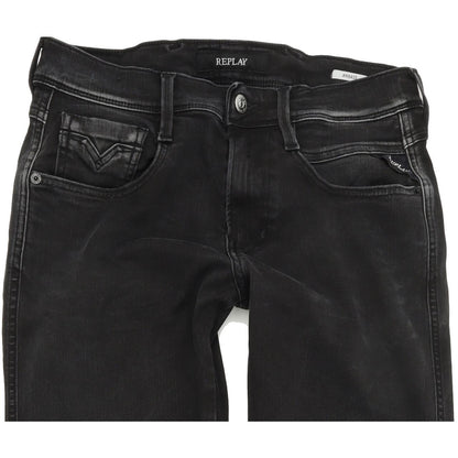 Replay Anbass Men Black Skinny Slim Stretch Jeans W29 L32