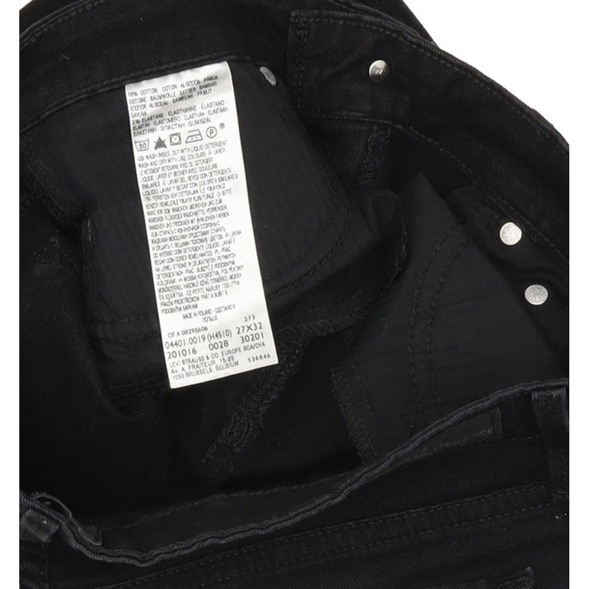 Levi's Slight Curve Women Black Straight Slim Stretch Jeans W27 L31