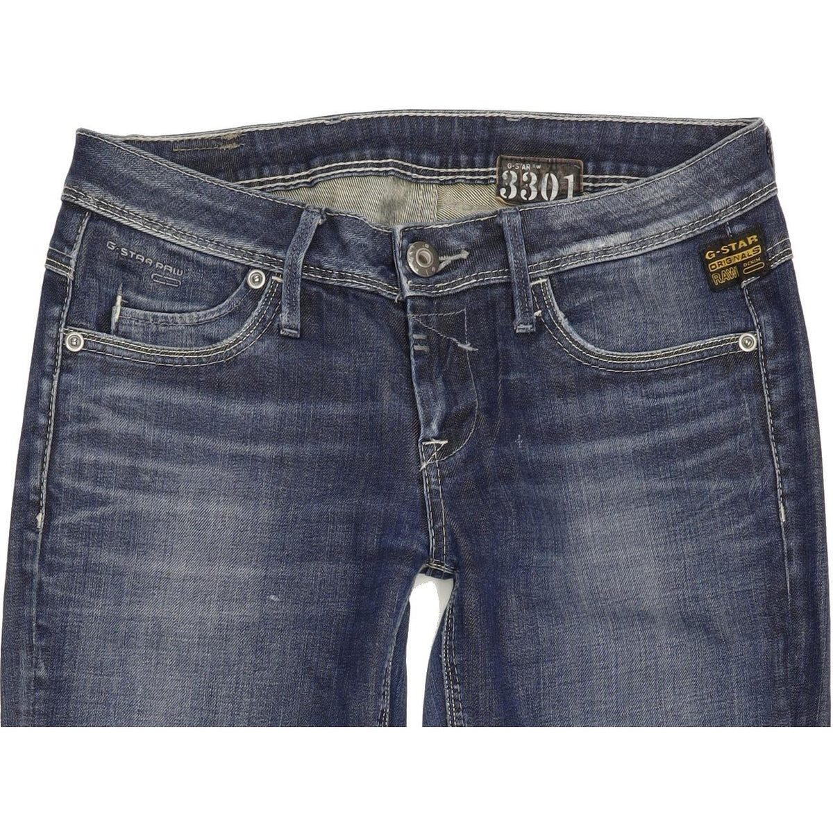 G-Star 3301 Women Blue Straight Slim Jeans W28 L30