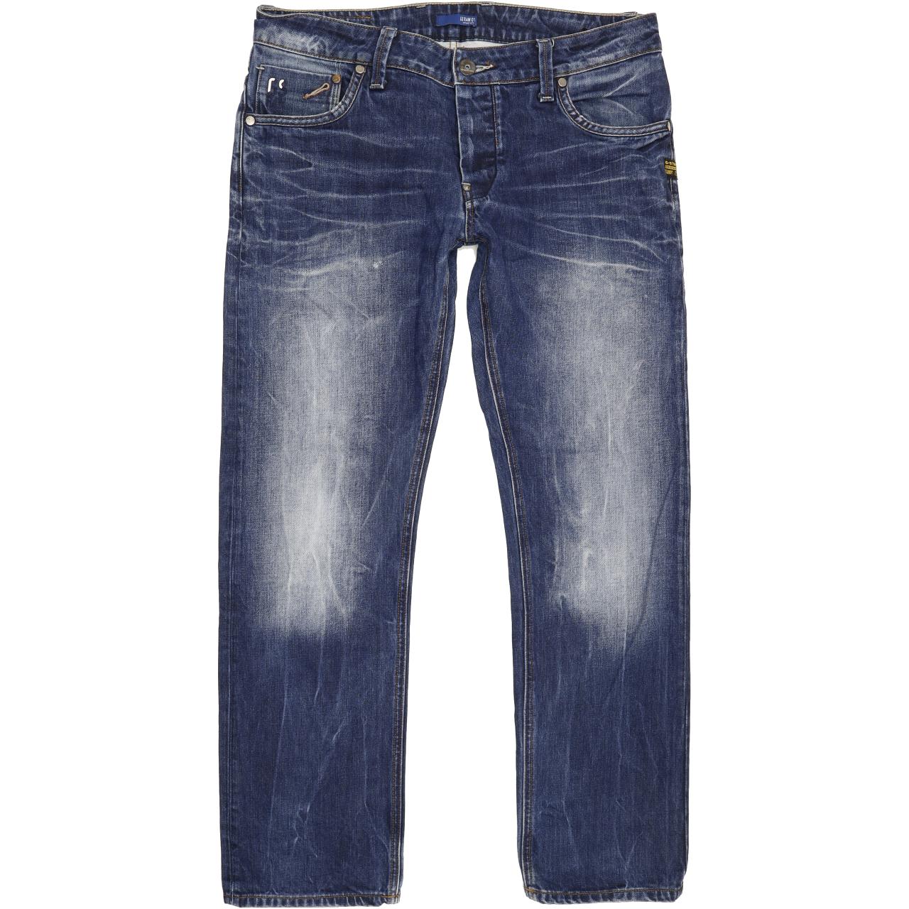 G-Star Attacc Men Blue Straight Slim Jeans W33 L30