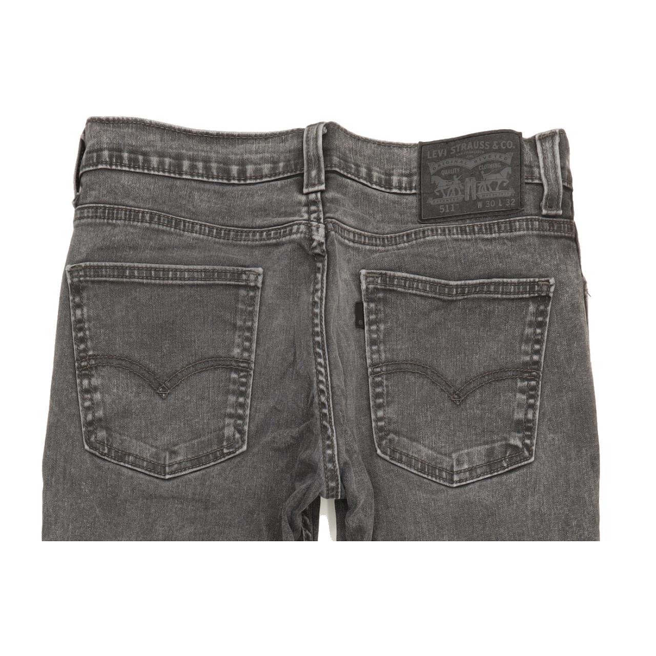 Levi's 511 Men Grey Straight Slim Stretch Jeans W30 L31