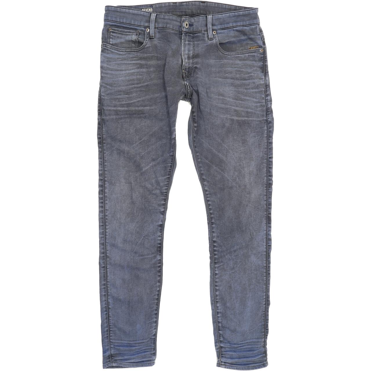 G-Star Revend Men Blue Straight Slim Jeans W34 L32