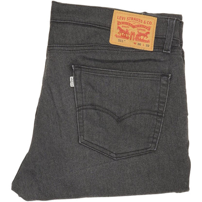 Levi's 511 Men Charcoal Straight Slim Stretch Jeans W37 L31