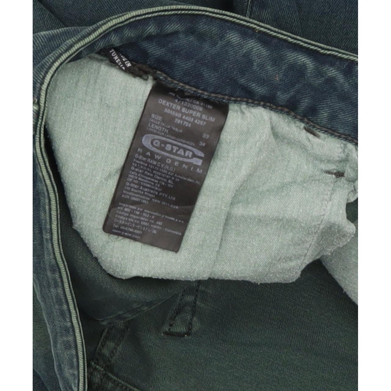 G-Star Dexter Men Green Straight Slim Stretch Jeans W33 L33