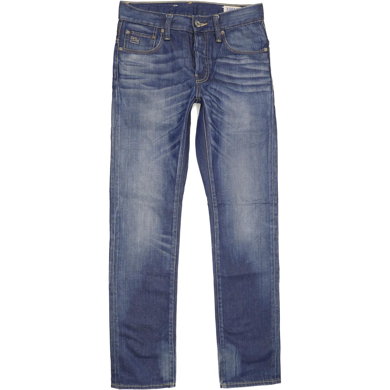 G-Star 3301 Men Blue Straight Slim Jeans W29 L32