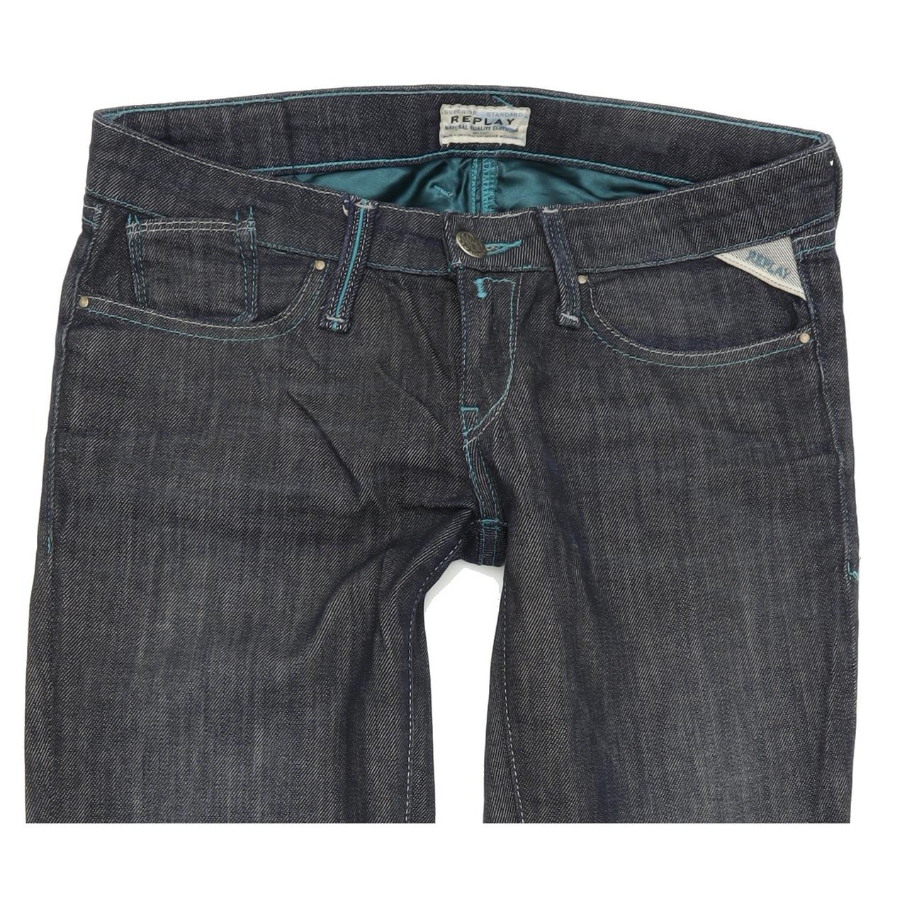 Replay W475 Women Blue Straight Regular Stretch Jeans W27 L32