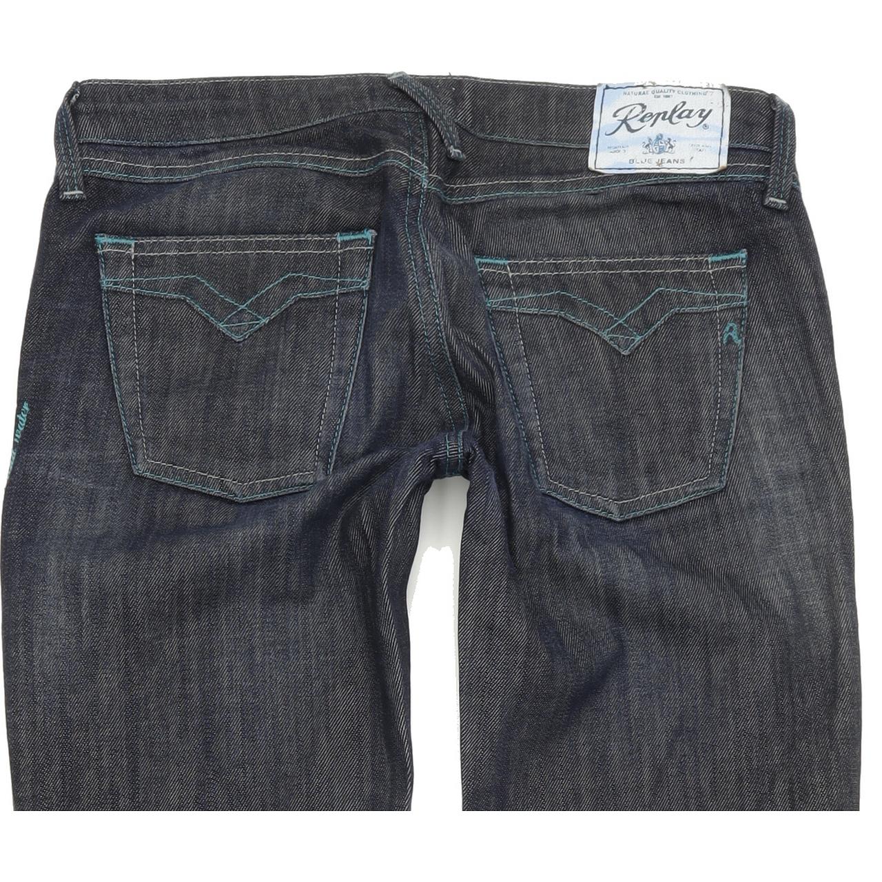 Replay W475 Women Blue Straight Regular Stretch Jeans W27 L32