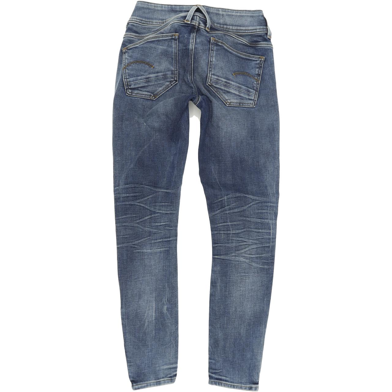 G-Star Lynn D-Mid Zip Ankle Women Blue Skinny Slim Capri Stretch Jeans W26 L30