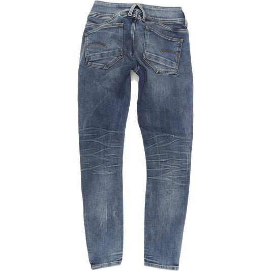 G-Star Lynn D-Mid Zip Ankle Women Blue Skinny Slim Capri Stretch Jeans W26 L30