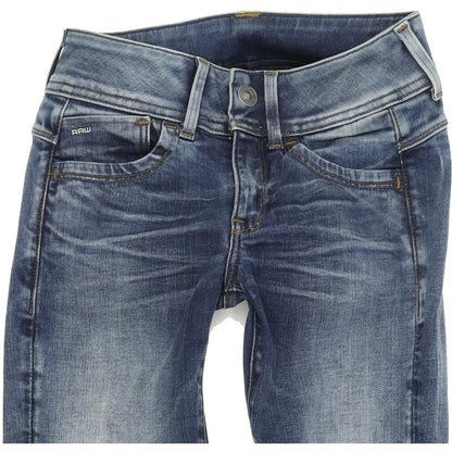 G-Star Lynn D-Mid Zip Ankle Women Blue Skinny Slim Capri Stretch Jeans W26 L30