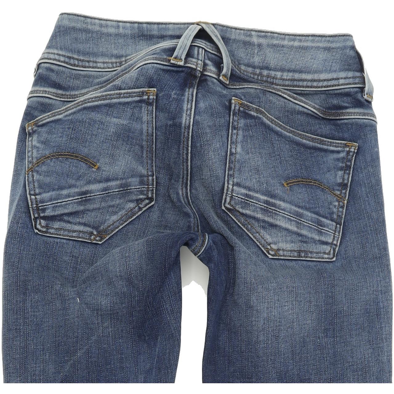 G-Star Lynn D-Mid Zip Ankle Women Blue Skinny Slim Capri Stretch Jeans W26 L30