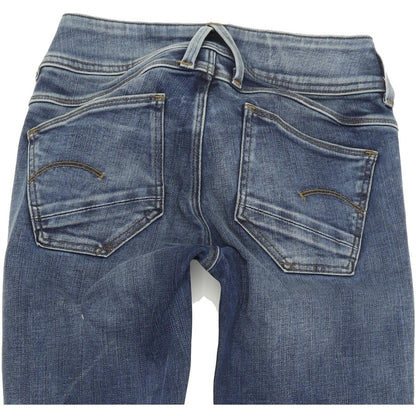 G-Star Lynn D-Mid Zip Ankle Women Blue Skinny Slim Capri Stretch Jeans W26 L30