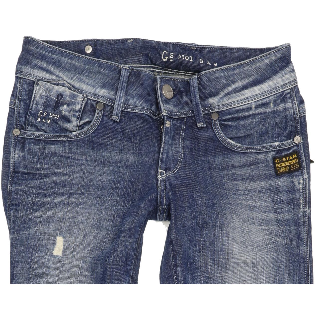 G-Star Fender Women Blue Straight Slim Stretch Jeans W25 L33
