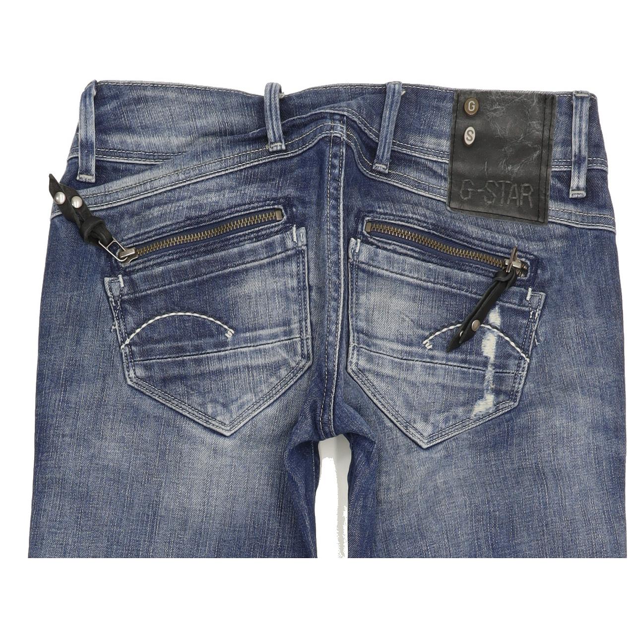 G-Star Fender Women Blue Straight Slim Stretch Jeans W25 L33