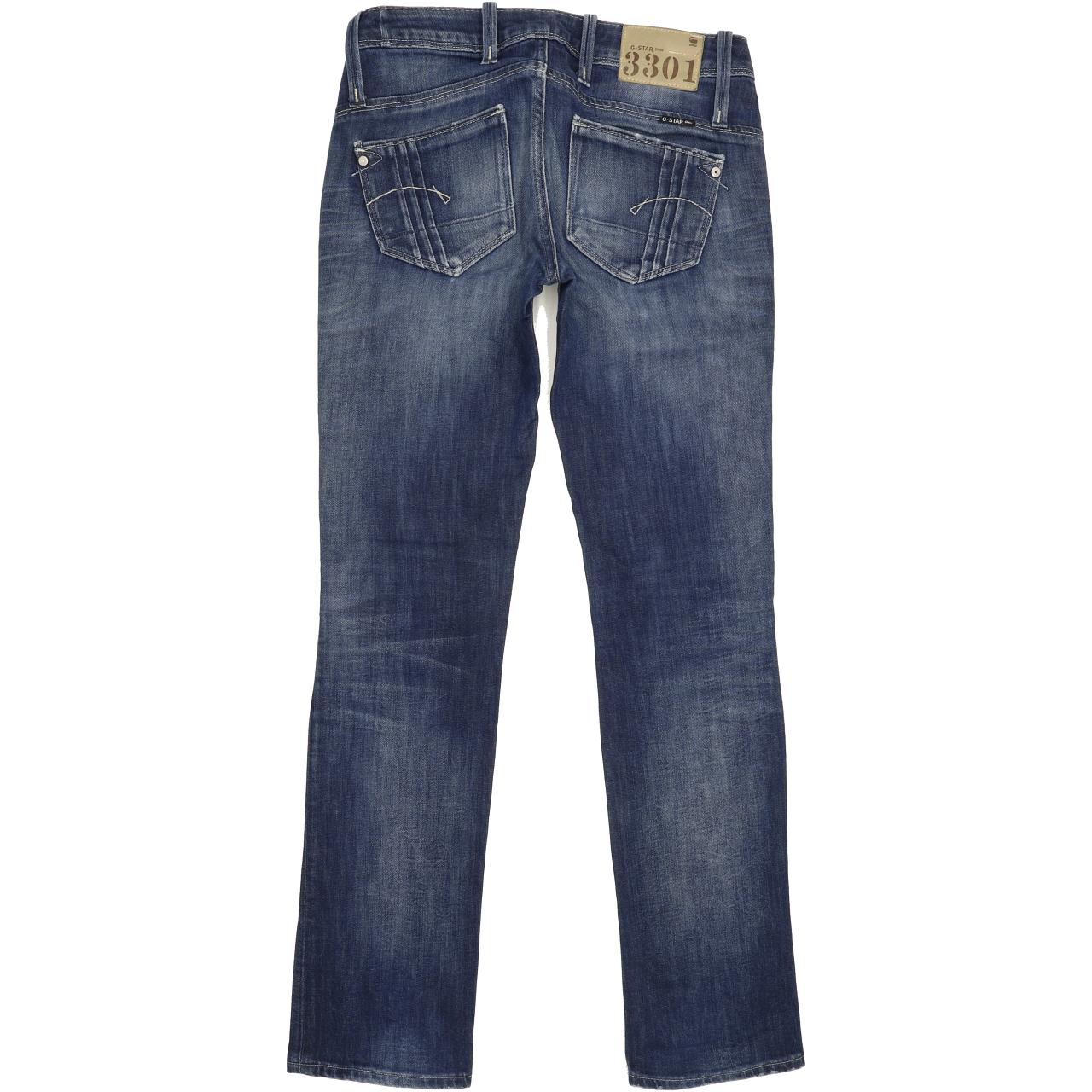 G-Star 3301 Men Blue Straight Slim Jeans W29 L31