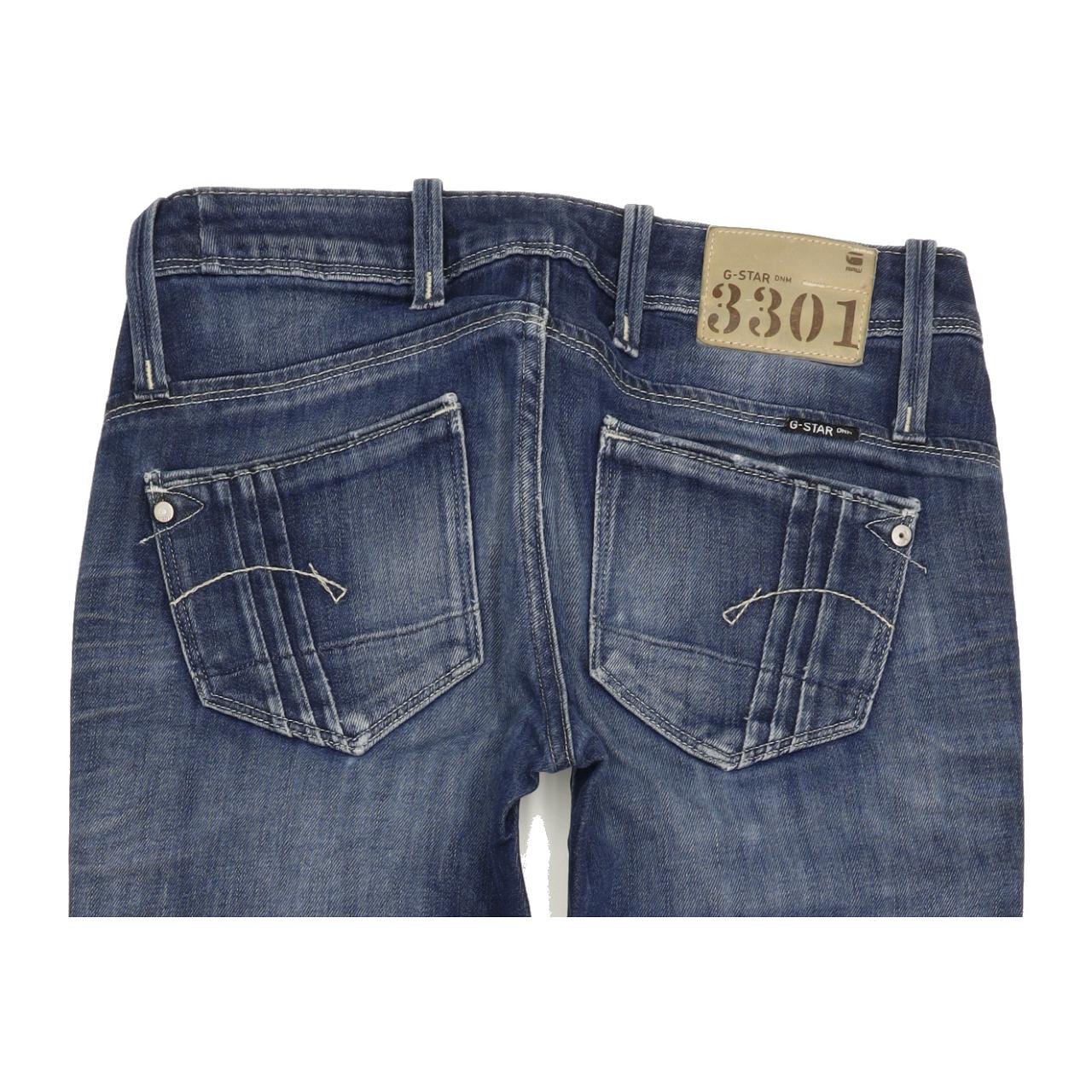 G-Star 3301 Men Blue Straight Slim Jeans W29 L31
