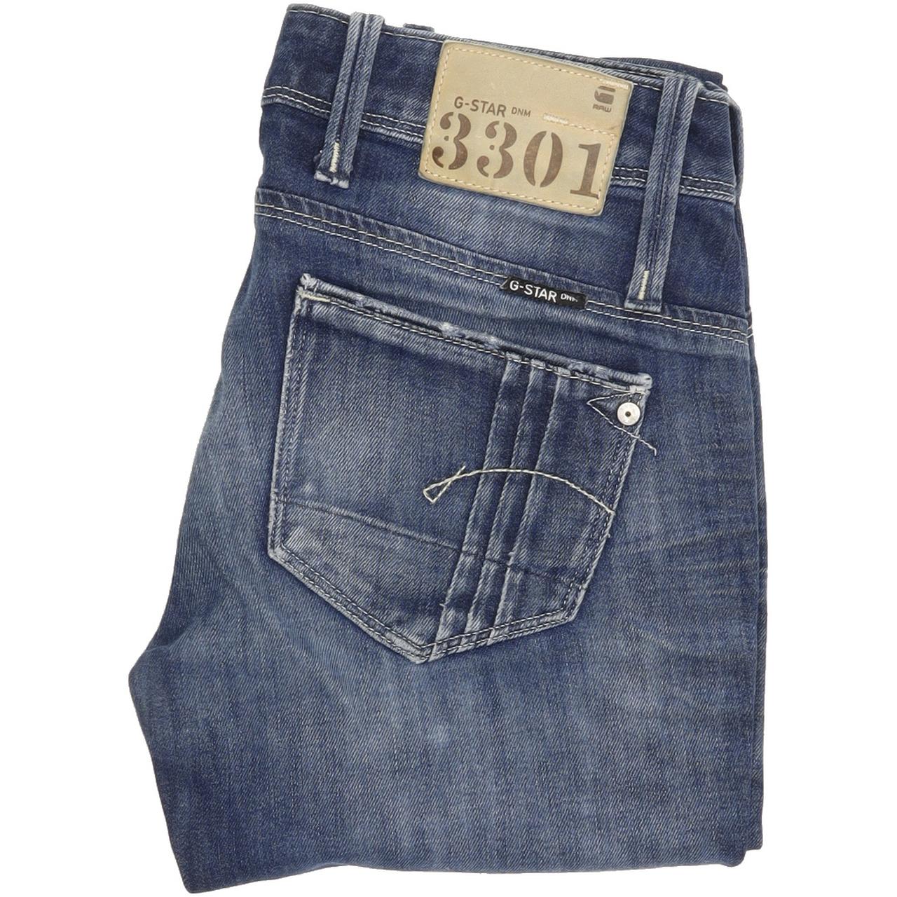 G-Star 3301 Men Blue Straight Slim Jeans W29 L31