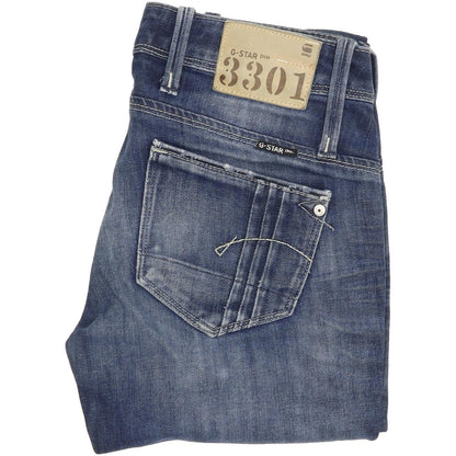 G-Star 3301 Men Blue Straight Slim Jeans W29 L31