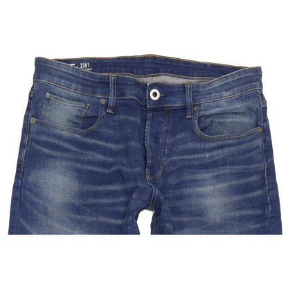 G-Star 3301 Men Blue Straight Regular Stretch Jeans W32 L33