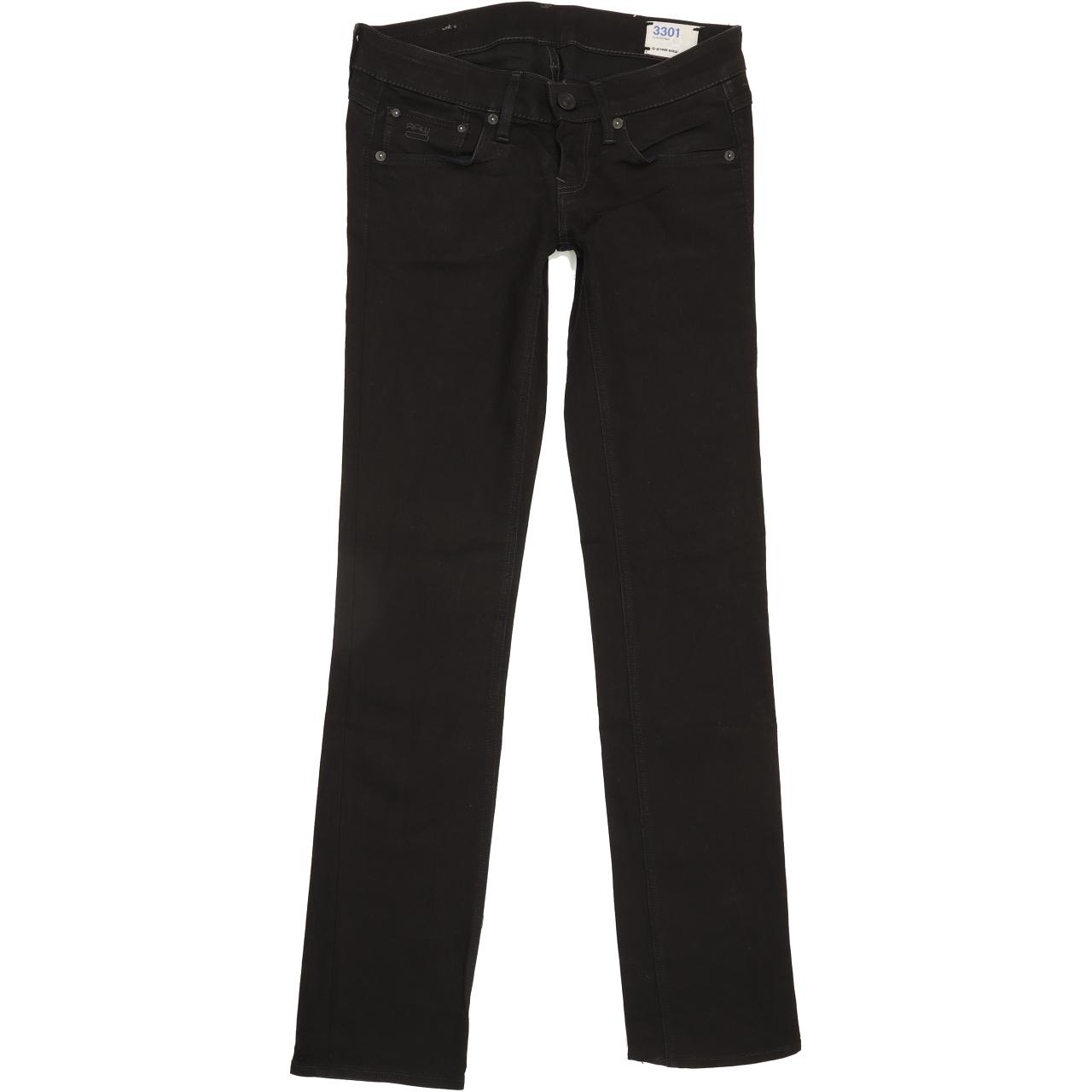 G-Star 3301 Women Black Straight Slim Stretch Jeans W27 L32