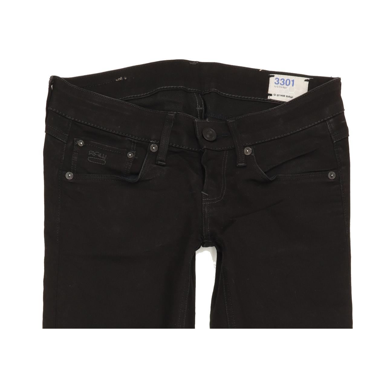 G-Star 3301 Women Black Straight Slim Stretch Jeans W27 L32