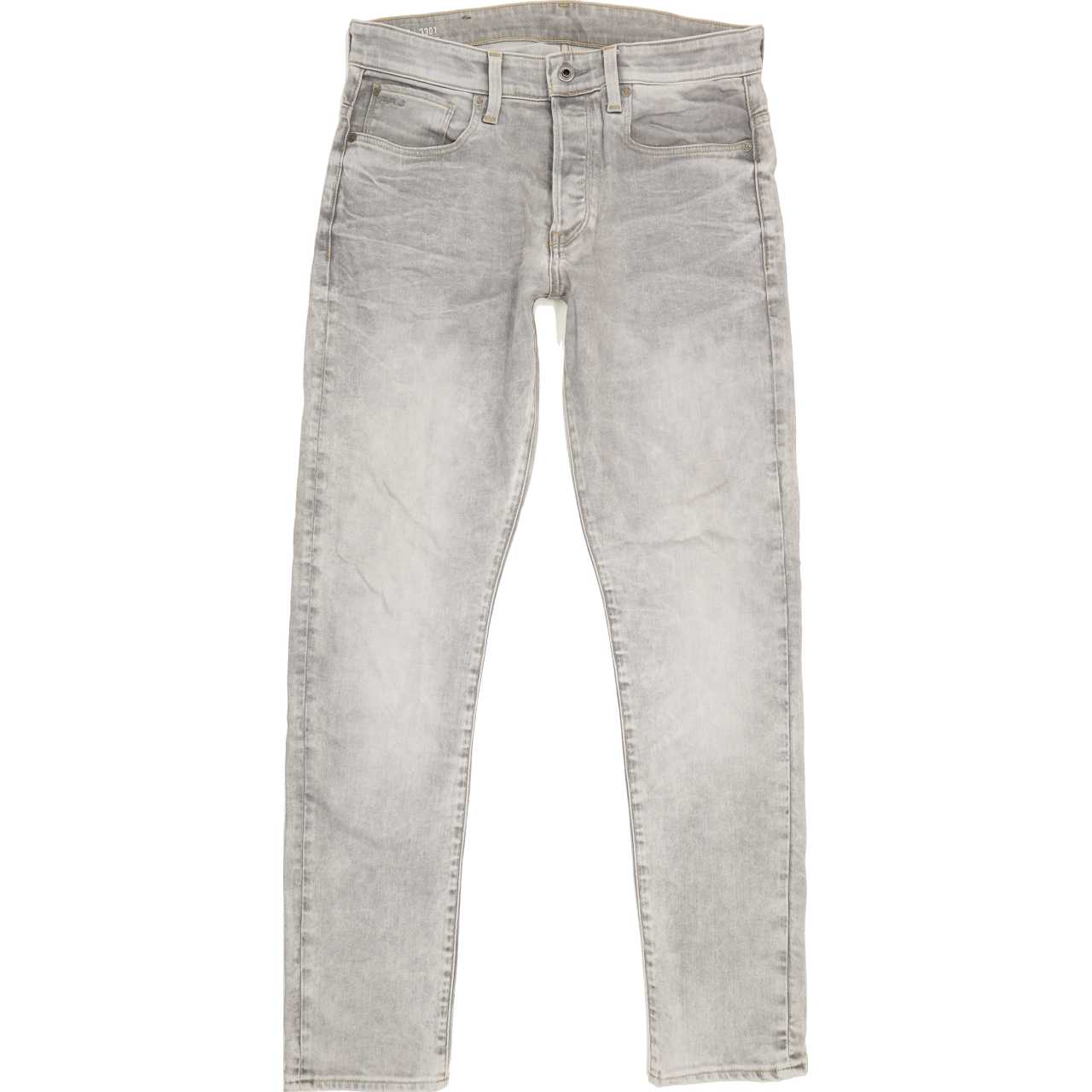 G-Star 3301 Men Grey Tapered Regular Stretch Jeans W32 L32
