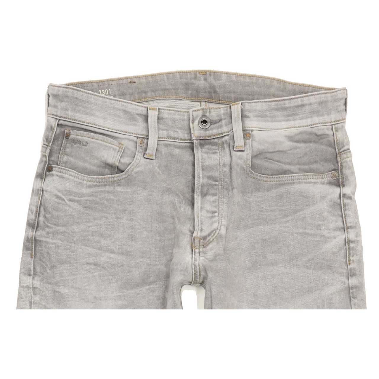 G-Star 3301 Men Grey Tapered Regular Stretch Jeans W32 L32