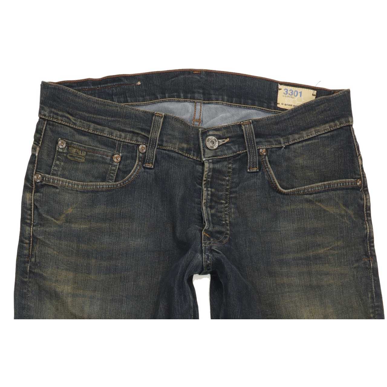 G-Star 3301 Men Blue Straight Slim Stretch Jeans W32 L32