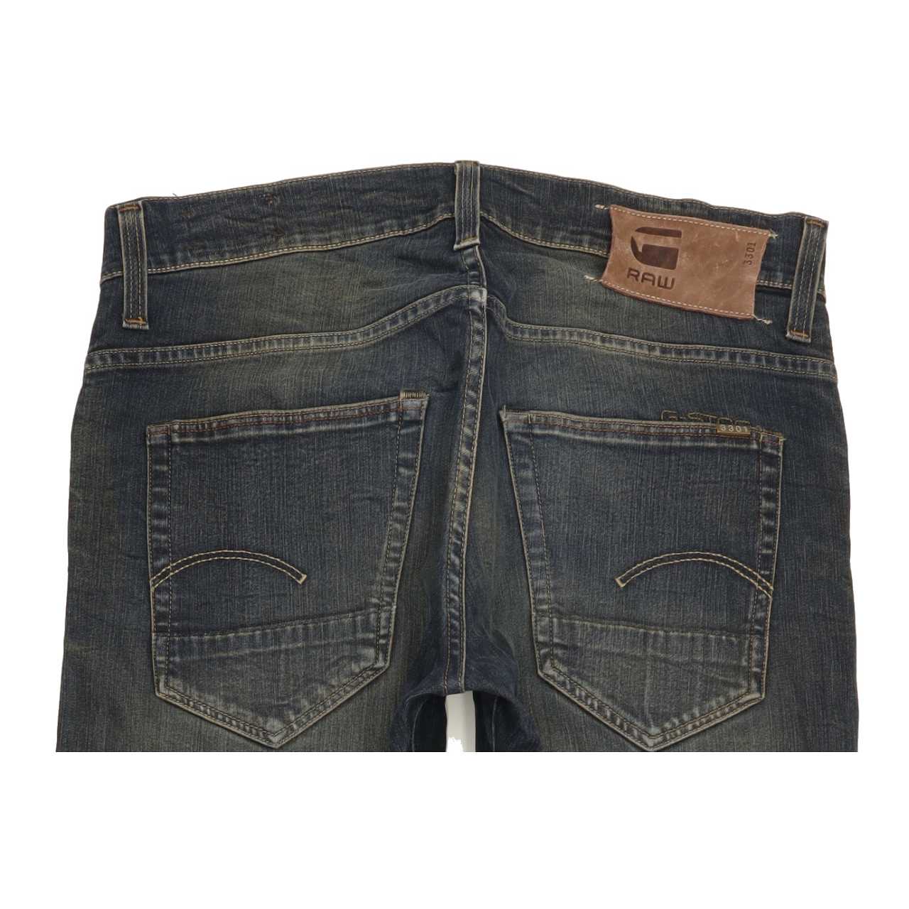 G-Star 3301 Men Blue Straight Slim Stretch Jeans W32 L32