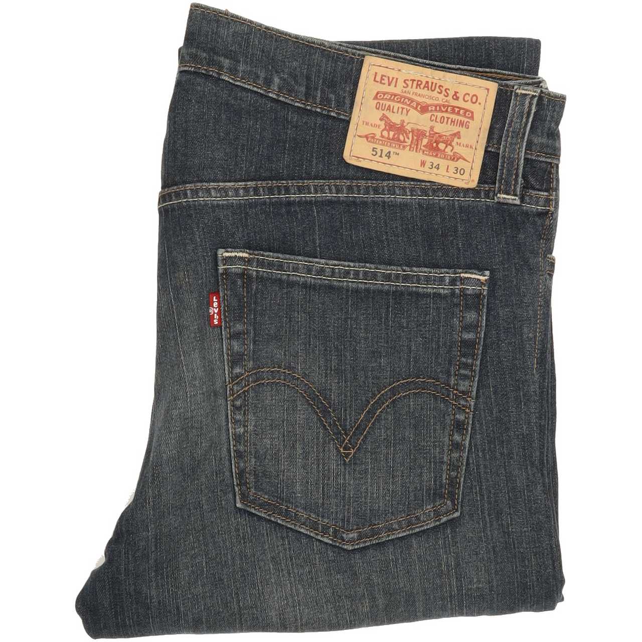 Levi's 514 Men Blue Straight Slim Stretch Jeans W35 L30