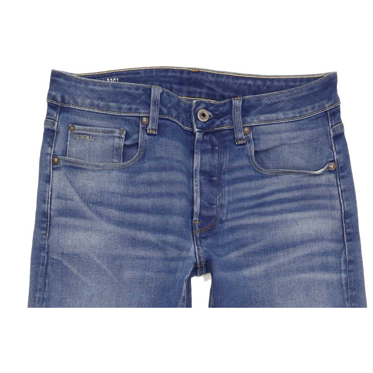 G-Star 3301 Men Blue Straight Slim Stretch Jeans W30 L31