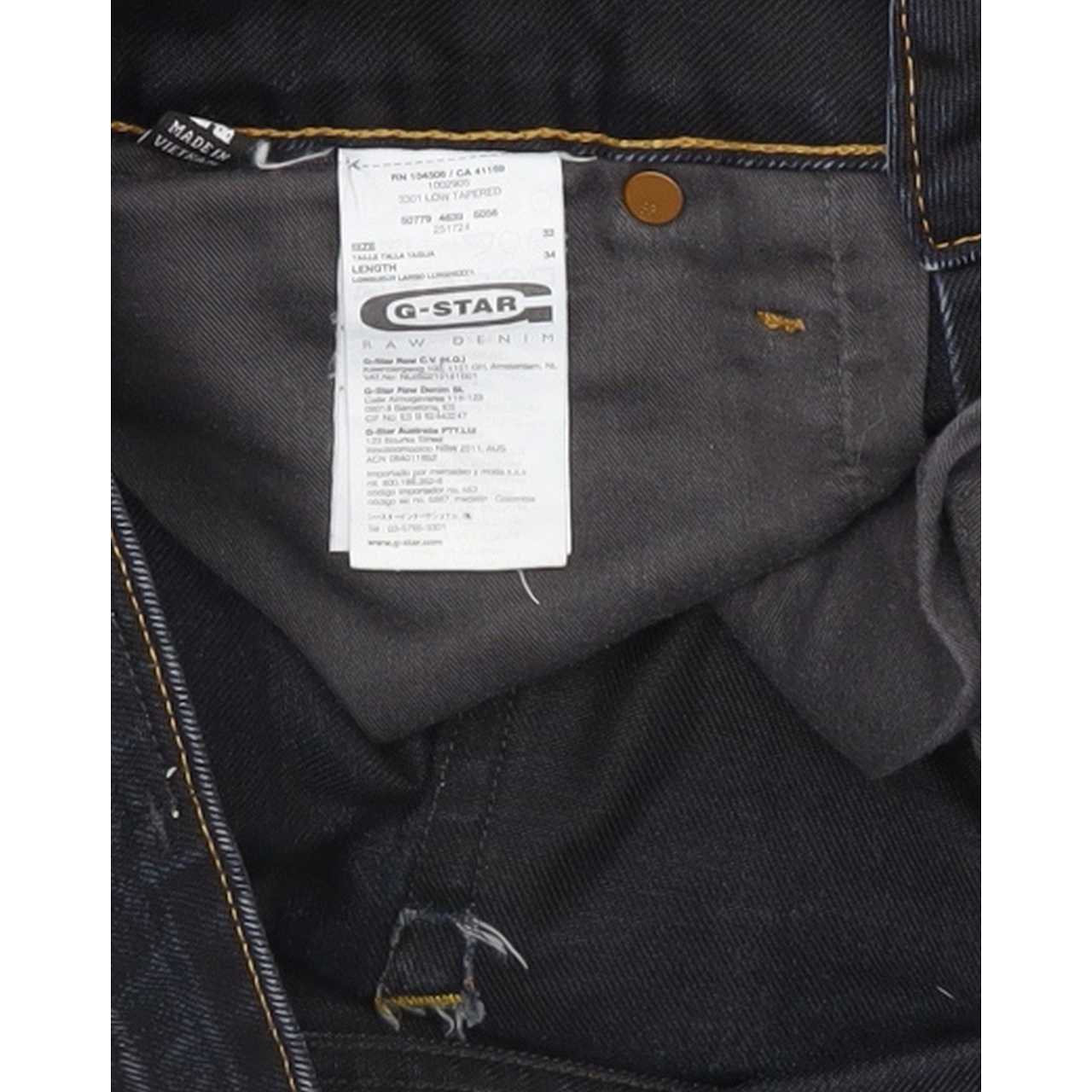 G-Star 3301 Men Navy Tapered Regular Jeans W33 L33