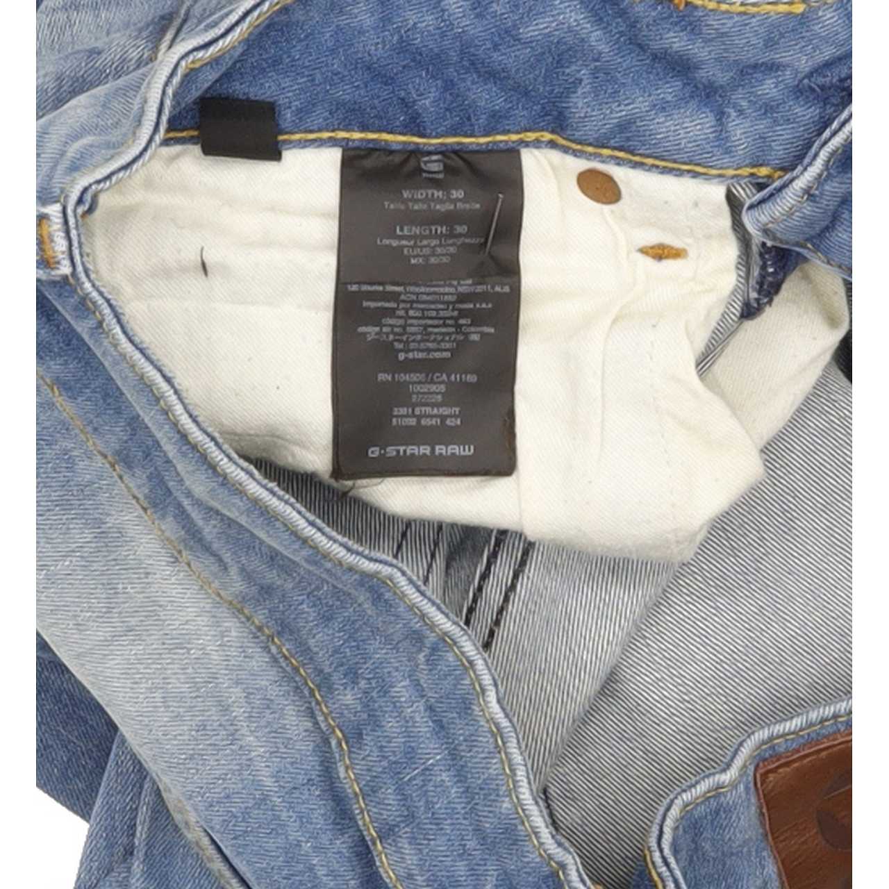 G-Star 3301 Men Blue Straight Regular Stretch Jeans W30 L27
