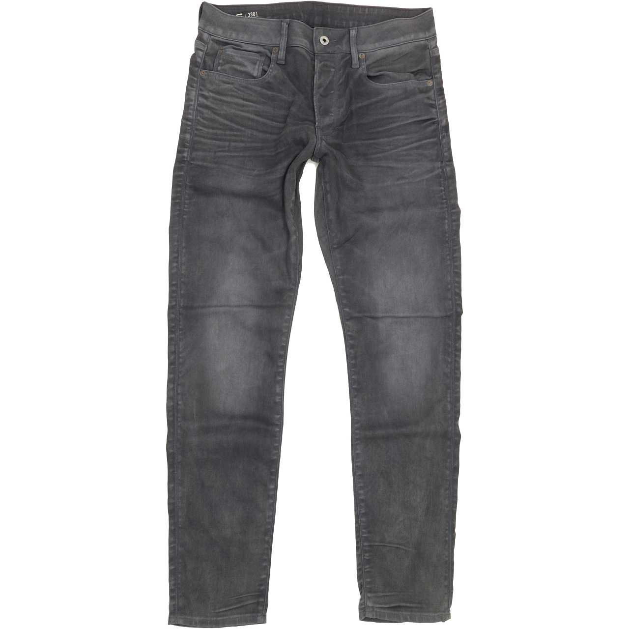 G-Star 3301 Men Grey Straight Slim Stretch Jeans W31 L34