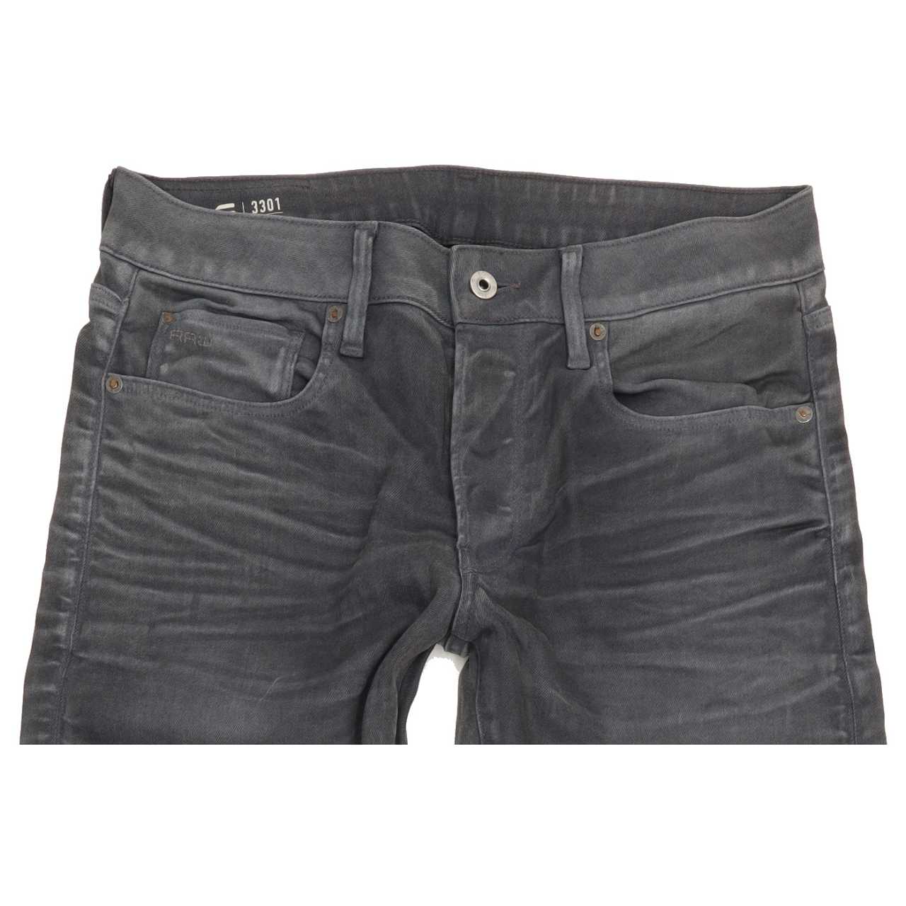 G-Star 3301 Men Grey Straight Slim Stretch Jeans W31 L34