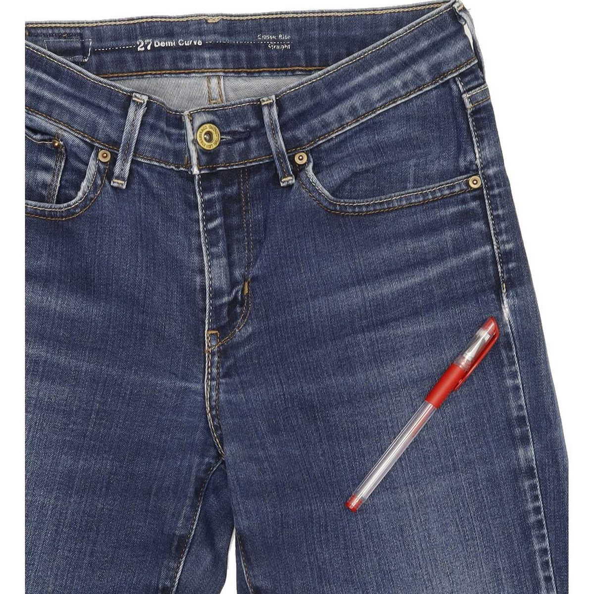 Levi's Demi Curve Women Blue Straight Regular Stretch Jeans W27 L33