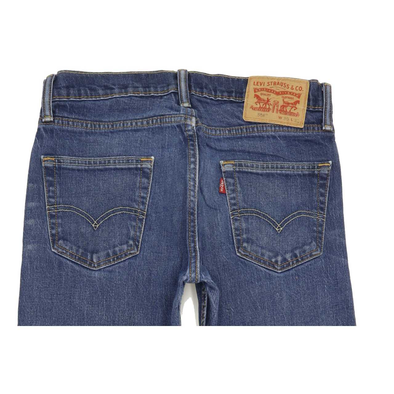 Levi's 504 Men Blue Straight Regular Stretch Jeans W30 L30
