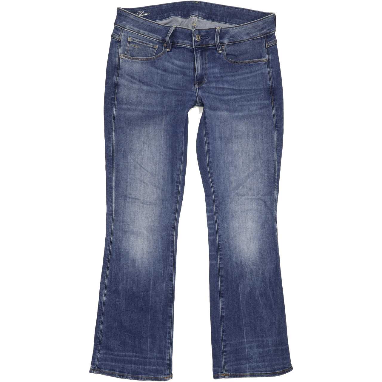 G-Star 3301 Mid Women Blue Bootcut Slim Stretch Jeans W28 L28