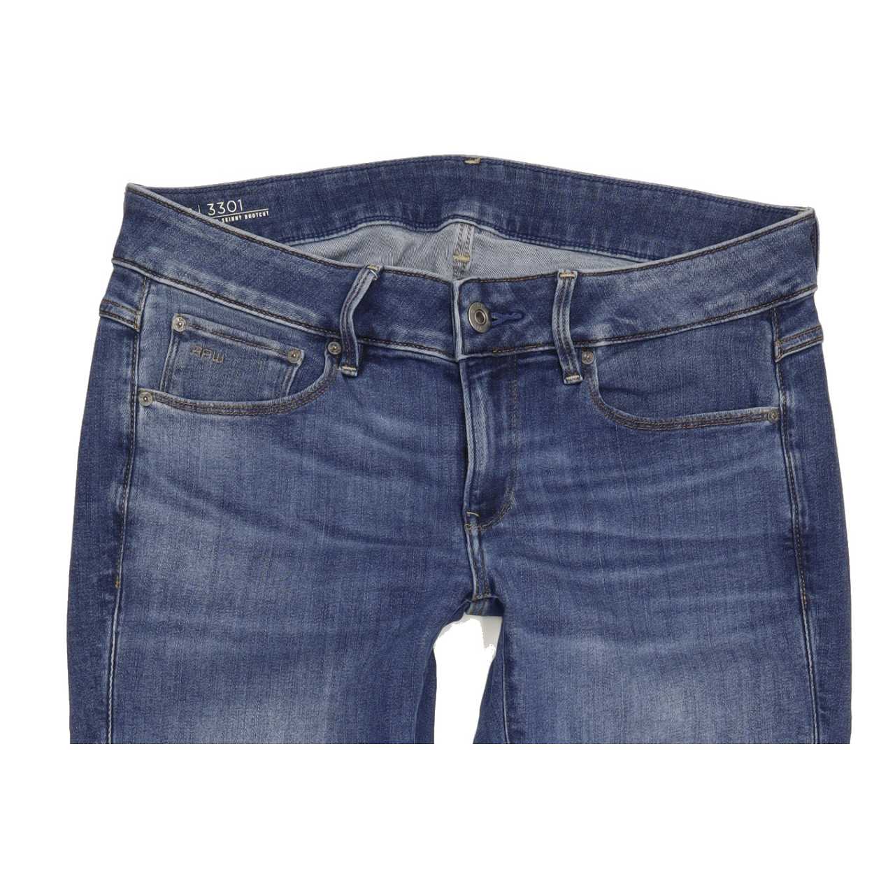 G-Star 3301 Mid Women Blue Bootcut Slim Stretch Jeans W28 L28