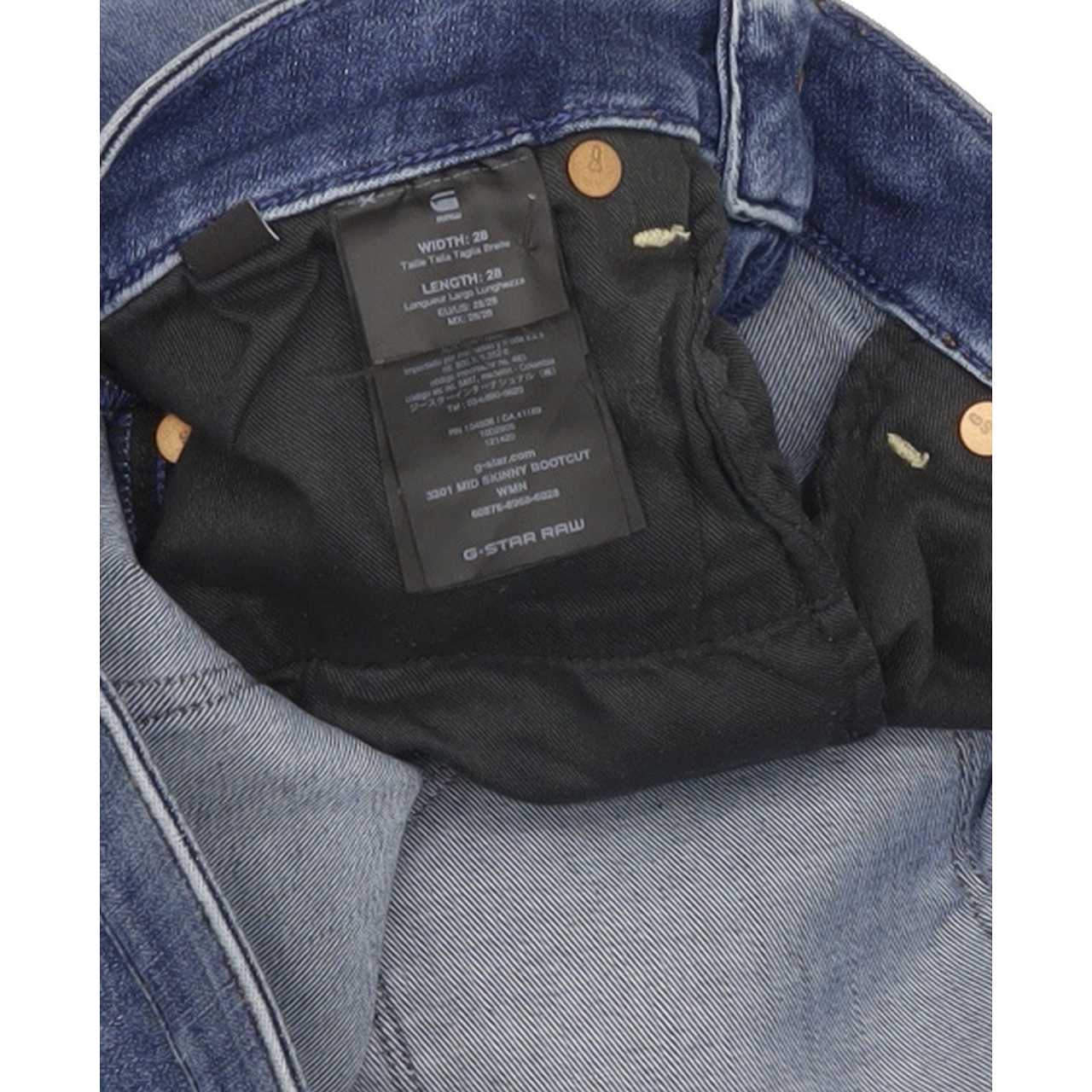 G-Star 3301 Mid Women Blue Bootcut Slim Stretch Jeans W28 L28