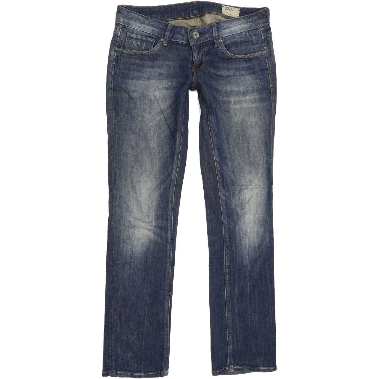 G-Star 3301 Women Blue Straight Slim Stretch Jeans W28 L32