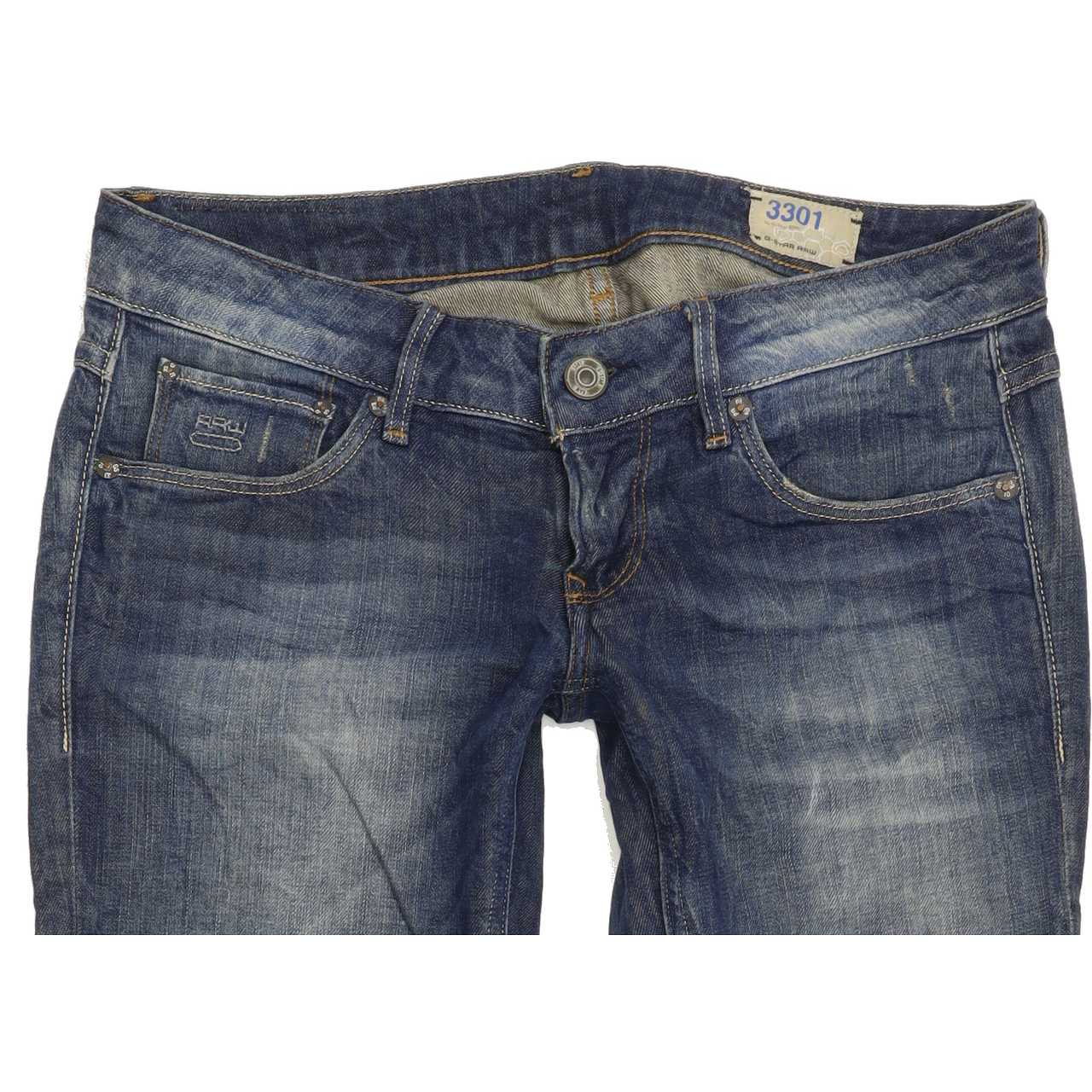 G-Star 3301 Women Blue Straight Slim Stretch Jeans W28 L32