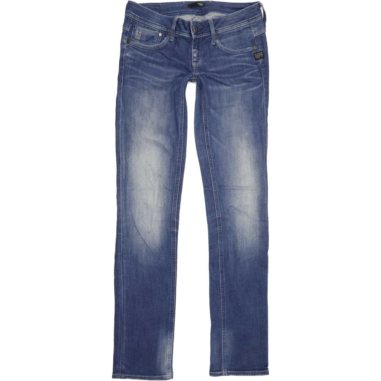 G-Star Attacc Women Blue Straight Slim Stretch Jeans W28 L34