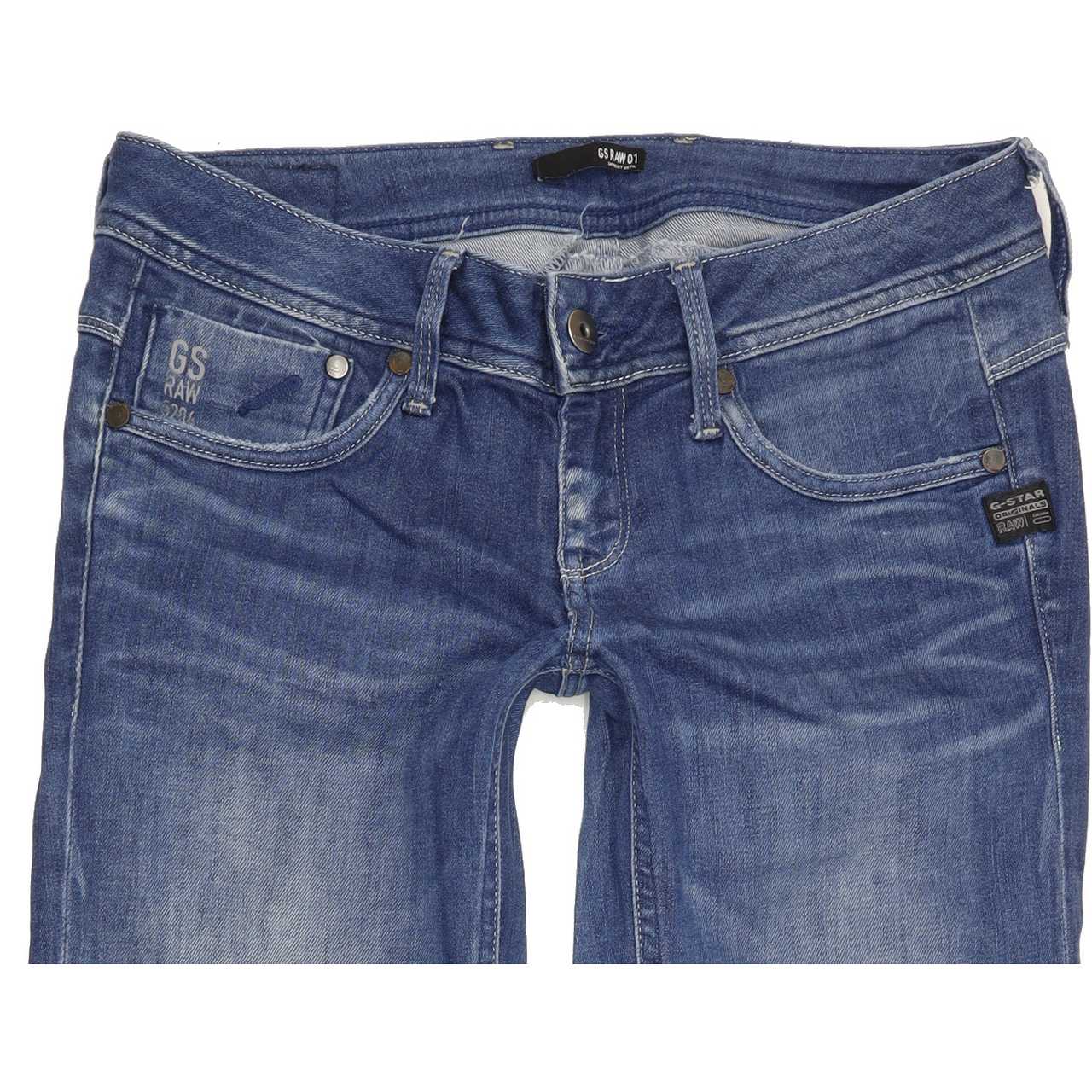 G-Star Attacc Women Blue Straight Slim Stretch Jeans W28 L34